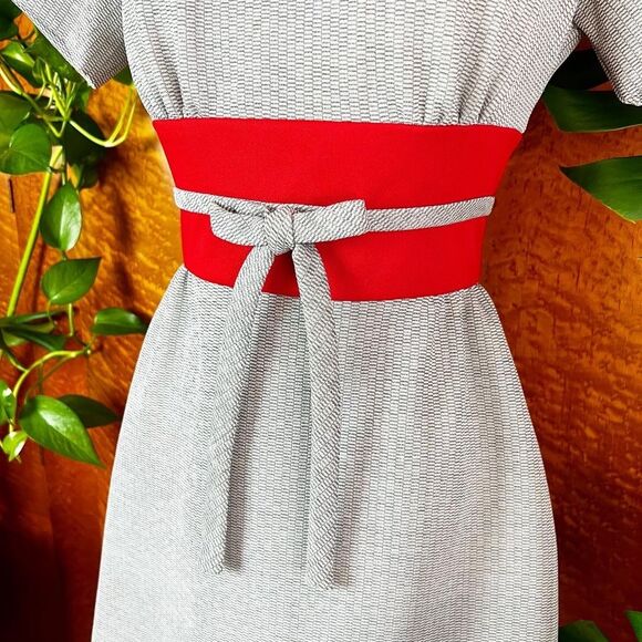 VICKY VAUGHN 1960’s 60s Retro Vintage Red & Grey Mini Mod Shift Scooter Dress XS - Picture 4 of 10